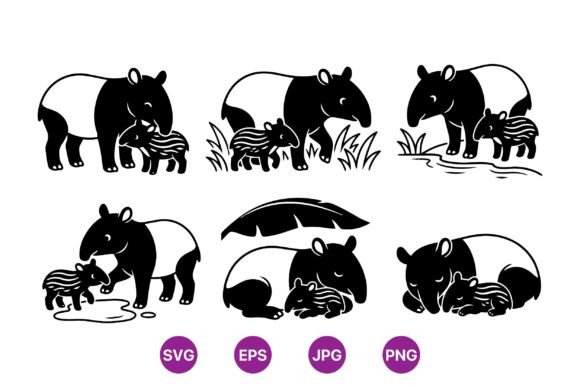 Download Adorable Tapir Mom and Baby SVG - Mom and baby svg Collection