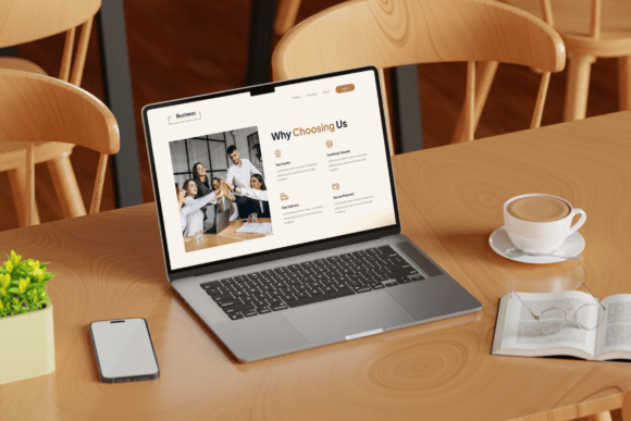 Download Minimalist Laptop Desk Setup Cafe Mockup - Cafe mockup Collection