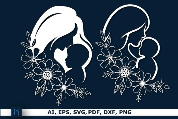 Download Paper Cut Floral Mom and Baby Svg Bundle - Mom and baby svg Collection
