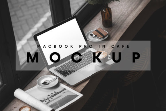 Download MacBook Pro in Cafe Mockup - Cafe mockup Collection
