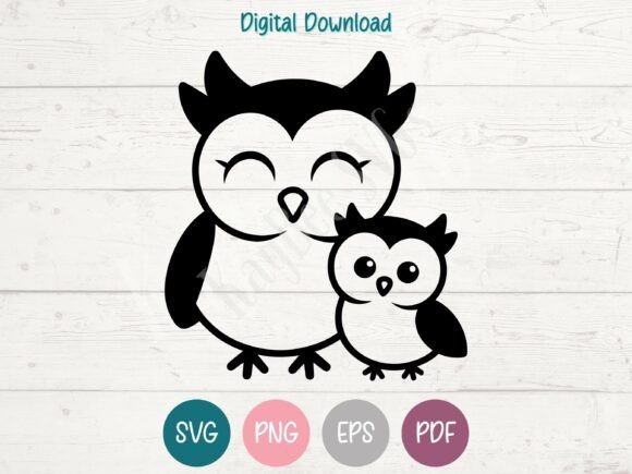 Download Owl Mom and Baby SVG PNG EPS PDF Design - Mom and baby svg Collection