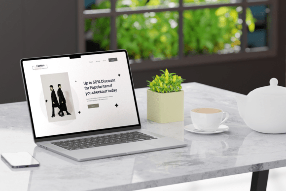 Download Light Laptop Desk Setup Cafe Mockup - Cafe mockup Collection