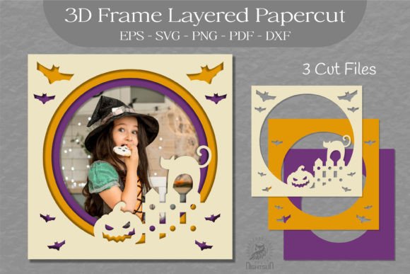 Download Halloween Layered Frame SVG, 3D Frame 02 - 3d frame Collection