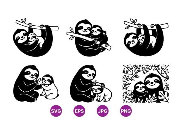 Download Cute Sloth Mom and Baby SVG - Mom and baby svg Collection