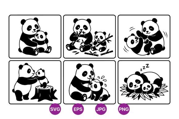 Download Cute Panda Mom and Baby SVG - Mom and baby svg Collection